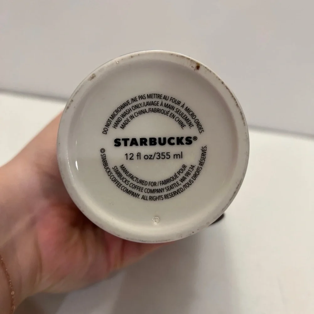 Starbucks ban.do Blue Floral Double Wall Ceramic Mug Tumbler + lid 12oz …
